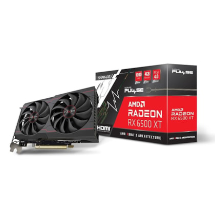 Placa De Video Sapphire Pulse Radeon Rx 6500 Xt Gaming Oc 4gb Gddr6 64 Bit Fhd Hdmi 11314-01-20g