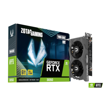 Placa De Vídeo Zotac Rtx 3050 Twin Edge Oc 6Gb Gddr6 96 Bit Ray Tracing Zt-A30510H-10A