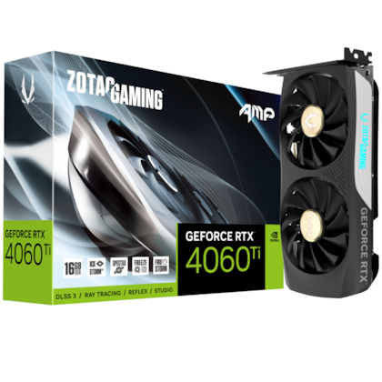 Placa De Video Zotac Rtx 4060 Ti Amp 16gb Gddr6 128 Bit Dlss 3 Pcie 4.0 Zt-d40620f-10m