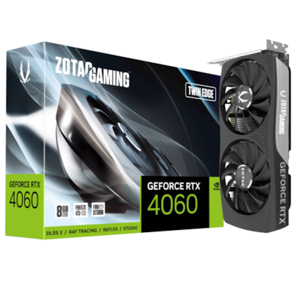 Placa De Vídeo Zotac Rtx 4060 Twin Edge 8gb Gddr6 128 Bit Ray Tracing Zt-d40600e-10m