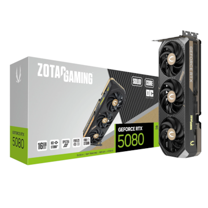 Placa De Vídeo Zotac Rtx 5080 Solid Core Oc 16Gb Gddr7 256 Bits Ray Tracing Dlss 4 Zt-B50800J2-10P