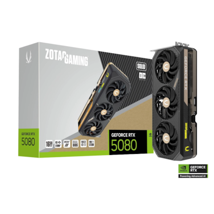 Placa De Vídeo Zotac Rtx 5080 Solid Oc 16gb Gddr7 256 Bit Ray Tracing Dlss 4 Zt-b50800j-10p