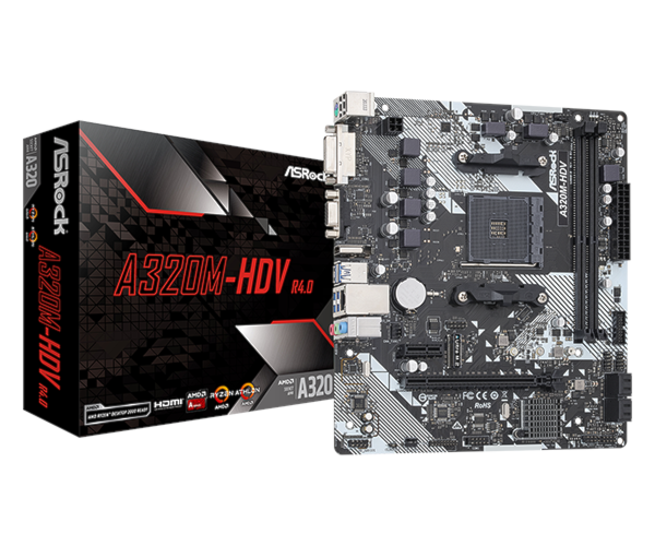 PLACA MÃE ASROCK A320M-HDV AM4 USB3.0 SOM DDR4 - Microgem a Maior