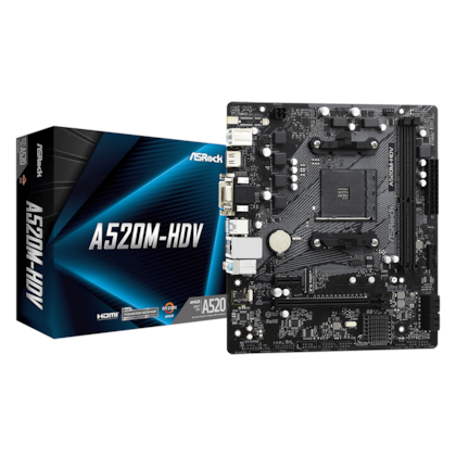 Placa Mãe Asrock A520m-hdv Ddr4 Am4 Hdmi Dvi Vga 90-mxbe50-a0uayz