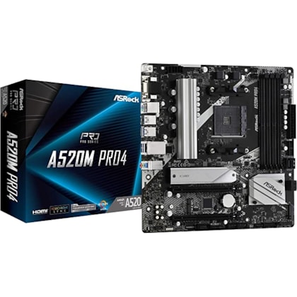 PLACA MÃE ASROCK A520M PRO4 AM4 M.2/DDR4/DP/HDMI/VGA