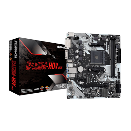 Placa Mãe Asrock B450M-Hdv R4.0 Ddr4 Am4 Matx M.2 Nvme Hdmi Vga Dvi Usb 3.2 90-Mxbn9N0-A0Uayz