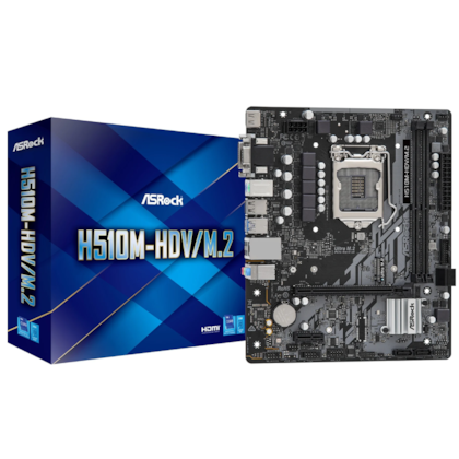 Placa Mãe Asrock H510m-hdv/m.2 Ddr4 Lga 1200 Matx M.2 Hdmi Dvi-d D-sub 90-mxbft0-a0bay1z