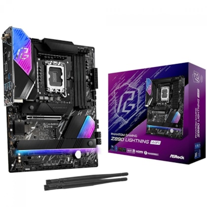 Placa Mãe Asrock Phantom Gaming Z890 Lightning Wifi Ddr5 Lga 1851 Atx M.2 Display Port Hdmi Usb Tipo C 90-mxbpg0-a0uayaz
