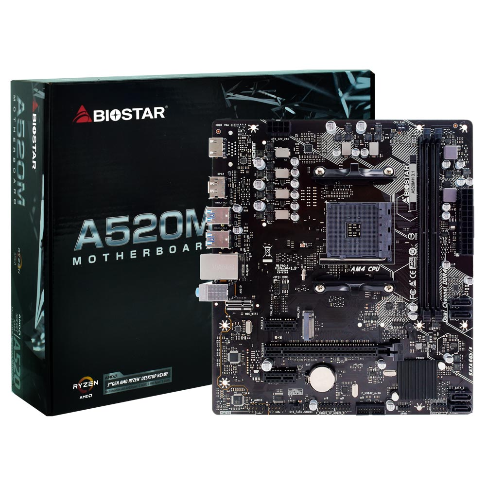 Placa Mae Biostar A520m Ddr4 Am4 M.2 A520mh Ver 3.1 - Microgem a