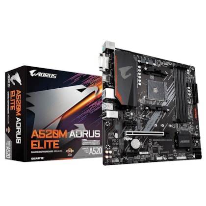 PLACA MÃE GIGABYTE A520M AORUS ELITE DDR4 M.2 AM4 RGB