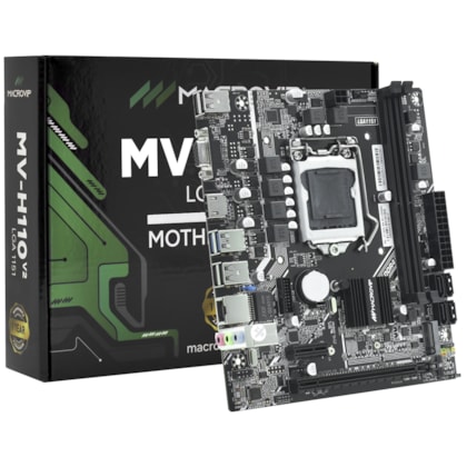 Placa Mãe Macrovip H110 Ddr4 Lga 1151 Matx M.2 Display Port Hdmi Usb 3.0 Mv-h110v2