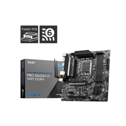 PLACA MÃE MSI PRO B660M-A WIFI DDR4 M.2 LGA 1700 HDMI/DP