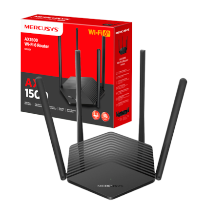 Roteador Mercusys Mr60x Ax1500 Wifi 6 Gigabit Dual Band 1201 Mbps 4 Antenas Preto Ver 2.8