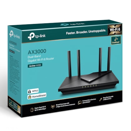 Roteador Tp-link Ax3000 Archer Ax55 Wifi 6 Dual Band 2.4/5 GHz 4 Antenas Preto Archer Ax55(us) Ver1.0