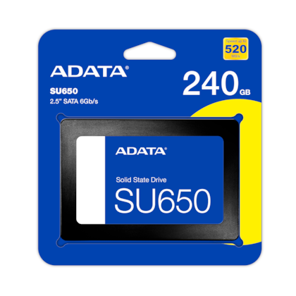 Ssd Adata Su650 240gb Sata 3 2,5 7mm Leitura E Gravacao 520mb/s - 450mb/s Asu650ss-240gt-r