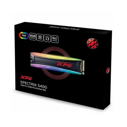 SSD ADATA XPG 256GB M.2 RGB SPECTRIX LEITURA E GRAVAÇÃO 3500MB/S - 3000MB/S GEN3X4 S40G AS40G-256GT-C