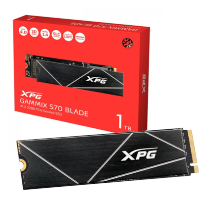 Ssd Adata Xpg Gammix S70 Blade 1tb M.2 2280 Nvme Leitura E Gravação 7400mb/s - 5500mb/s Gen3x4 Agammixs70b-1t-cs