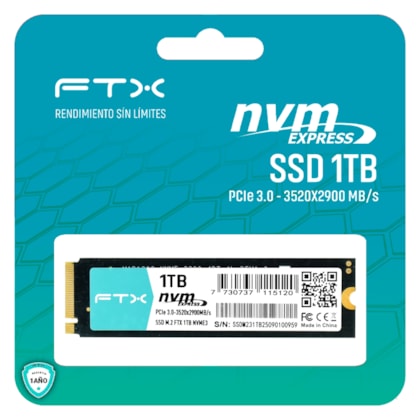 Ssd Ftx 1Tb M.2 Nvme 2280 Leitura E Gravação 3520Mb/S - 2900Mb/S Gen3X4 Ftx-1Tb-Nvme3
