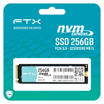 Ssd Ftx 256Gb m.2 nvme 2280 Leitura E Gravação 3230Mb/S - 1240Mb/S gen3x4 Ftx-256g-nvme3