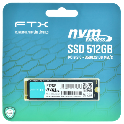 Ssd Ftx 512Gb M.2 Nvme 2280 Leitura E Gravação 3500Mb/S - 2100Mb/S Gen3X4 Ftx-512G-Nvme3