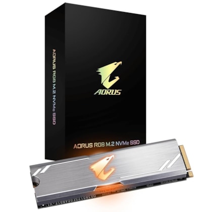 SSD GIGABYTE 256GB M.2 NVME AORUS RGB LEITURA E GRAVAÇÃO 3100MB/S - 1050MB/S GEN3X4 GP-ASM2NE2256GTTDR