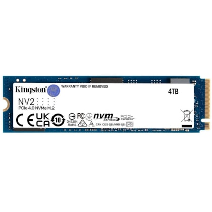 Ssd Kingston Nv2 4tb M.2 2280 Nvme Leitura E Gravação 3500mb/s - 2800mb/s Gen4x4 Snv2s/4000g