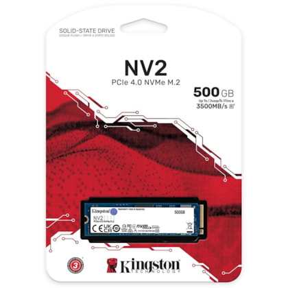 Ssd Kingston Nv2 500gb M.2 2280 Nvme Leitura E Gravação 3500mb/s - 2100mb/s Gen4x4 Snv2s/500g