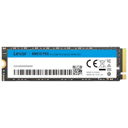 Ssd Lexar Nm610 Pro 500gb Nvme Nv2 Leitura E Gravação 3300mb/s - 1700mb/s Gen3x4 Lnm610p500g-rnnnu