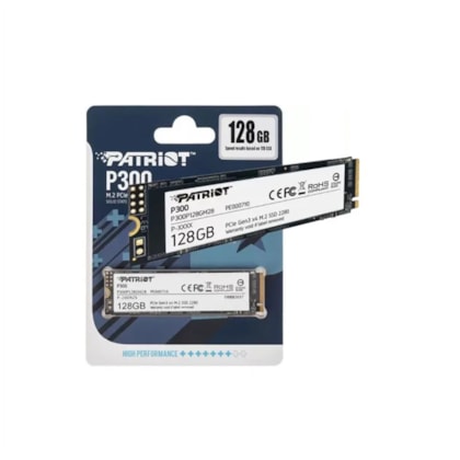 SSD PATRIOT 128GB P300 M.2 NVME 2280 LEITURA E GRAVAÇÃO 1600MB/S - 600MB/S GEN3X4 9SE00081-P300P128GM28