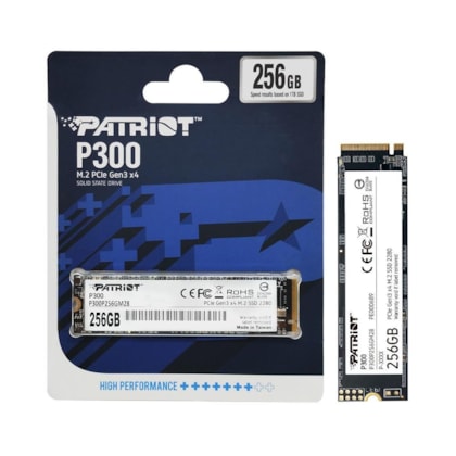 Ssd Patriot 256gb M.2 P300 Nvme 2280 Pcie Leitura E Gravação 1700mb/s - 1100mb/s Gen3x4 P300p256gm28