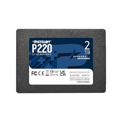 Ssd Patriot 2tb P220 Sata 3 2,5" Leitura E Gravação 550mb/s - 490mb/s P220s2tb25