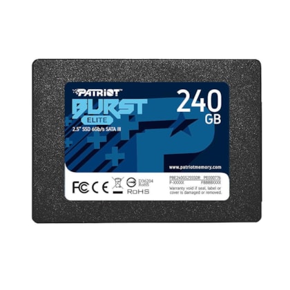 Ssd Patriot Burst Elite 240gb Sata Iii Leitura E Gravação 450mb/s - 320mb/s Pbe240gs25ssdr