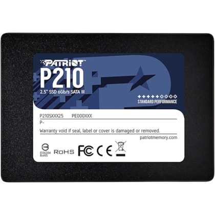 Ssd Patriot P210 256gb Sata III Leitura E Gravação 500mb/s - 400mb/s P210s256g25