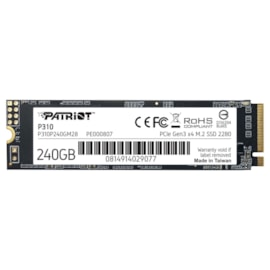 Ssd Patriot P310 240gb M.2 2280 Nvme Leitura E Gravação 1700mb/s - 1000mb/s Gen3x4 9se00122-p310p240gm28