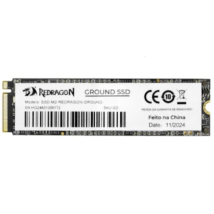 Ssd Redragon Ground 256gb M2 Nvme Leitura E Gravação 1600mb/s - 1000mb/s Gen3x4 Gd-410