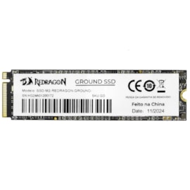 Ssd Redragon Ground 256gb M2 Pcie 3.0 Leitura E Gravação 1600mb/s - 1000mb/s Gen3x4 Gd-410