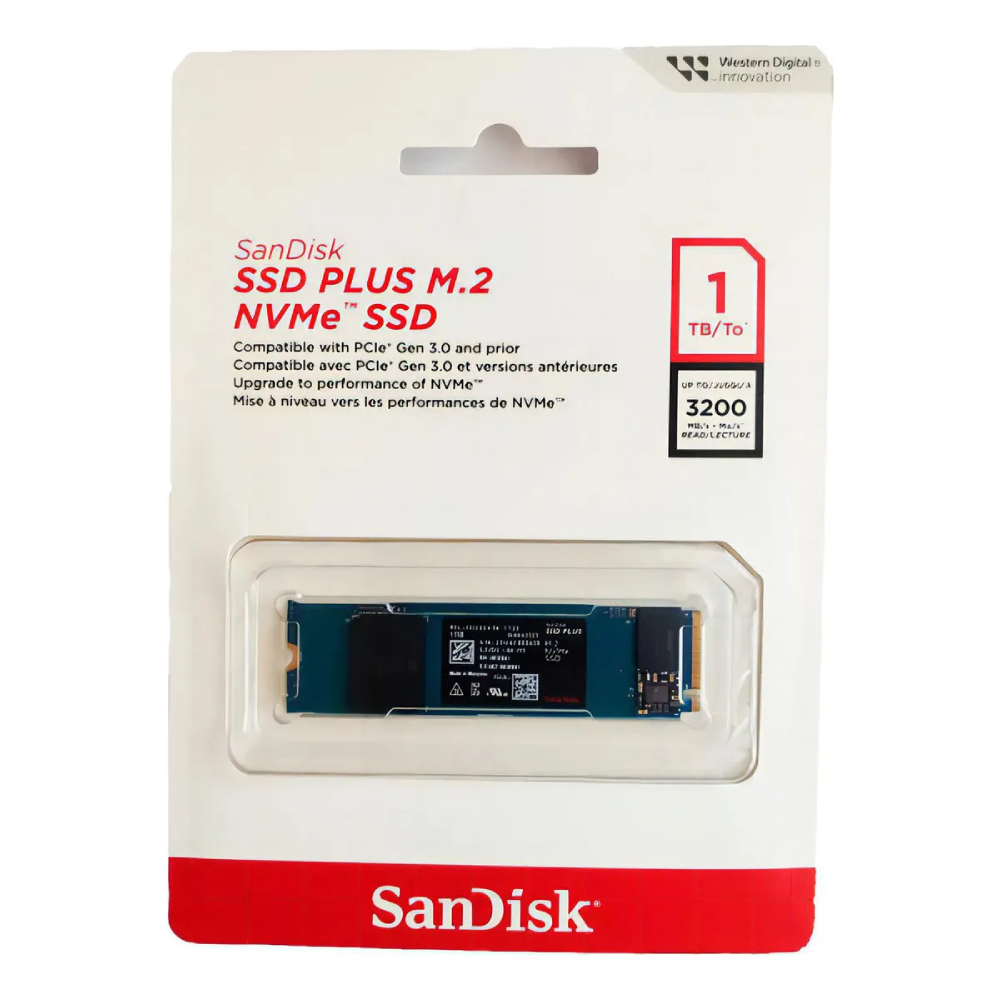 Ssd Sandisk Plus 1tb M.2 2280 Nvme Leitura E Gravação 3200mb/s