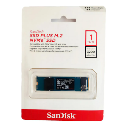 Ssd Sandisk Plus 1tb M.2 2280 Nvme Leitura E Gravação 3200mb/s - 2500mb/s Gen3x4 Sdssda3n-1t00-g26