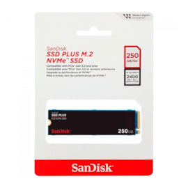 Ssd Sandisk Plus 250gb M.2 2280 Nvme Leitura E Gravação 2400mb/s - 1500mb/s Gen3x4 Sdssda3n-250g-g26
