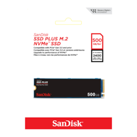 Ssd Sandisk Plus 500gb M.2 2280 Nvme Leitura E Gravação 2400mb/s - 1500mb/s Gen3x4 Sdssda3n-500g-g26