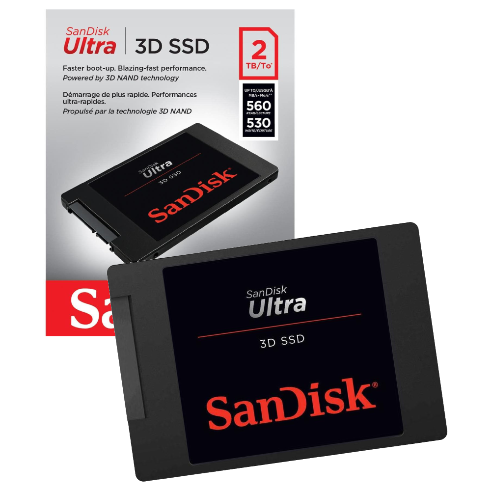SSD Sandisk Ultra 3d 2TB Sata III Leitura E Gravação 530 Mb/s