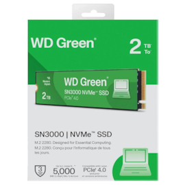 Ssd Wd Green Sn3000 2tb M.2 Nvme Leitura E Gravação 5000mb/s - 5000mb/s Gen4x4 Wds200t4g0e-00cps0