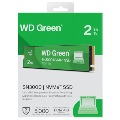 Ssd Wd Green Sn3000 2tb M.2 Nvme Leitura E Gravação 5000mb/s - 5000mb/s Gen4x4 Wds200t4g0e-00cps0
