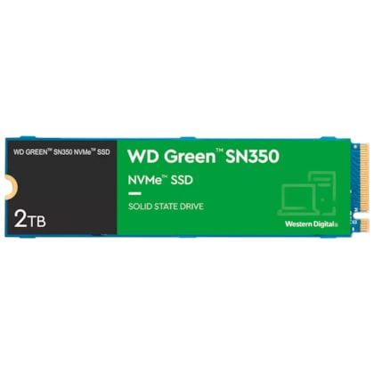 Ssd Wd Green Sn350 2tb M.2 Nvme Leitura E Gravação 3200mb/s - 3000mb/s Gen3x4 Wds200t3g0c-00azl0