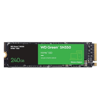 Ssd Western Digital 240gb M.2 Nvme Sn350 Green Leitura E Gravação 2.400mb/s - 900mb/s  Wds240g2g0c