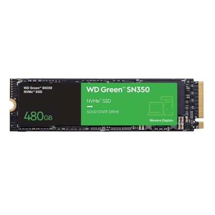 Ssd Western Digital 480gb M.2 Nvme Sn350 Green Leitura E Gravação 2400mb/s - 1650mb/s Gen3x4 Wds480g