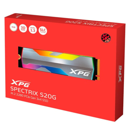 Ssd Xpg Spectrix S20g 500gb M.2 2280 Nvme Leitura E Gravação 2500mb/s - 1800mb/s Gen 3x4 Aspectrixs20g-500g-c