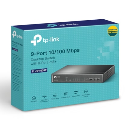 Switch Tp-link Tl-sf1009p Fast Ethernet 9 Portas 8 Portas Poe+ 10/100mbps