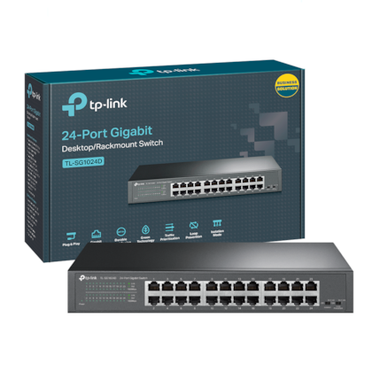 Switch Tp-link Tl-sg1024d 24 Portas Rackmount Gigabit 10/100/1000 Mbps Un/11.x