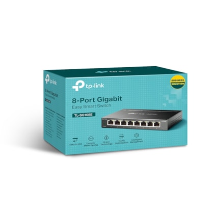 Switch Tp-link Tl-sg108e Easy Smart 8 Portas Gigabit 10/100/1000